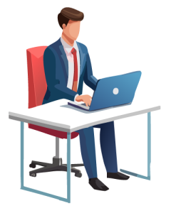 an admin using his laptop at work