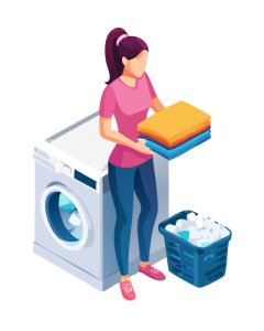 a person doing laundry and folding clothes