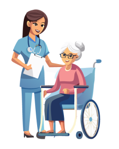 a nurse looking after an elderly person